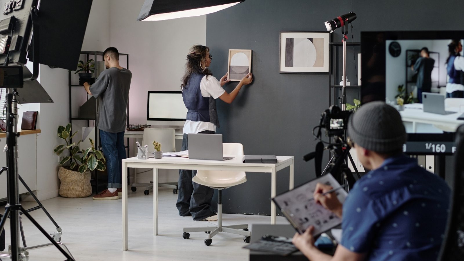 behind-the-scenes view of a video or photo production set